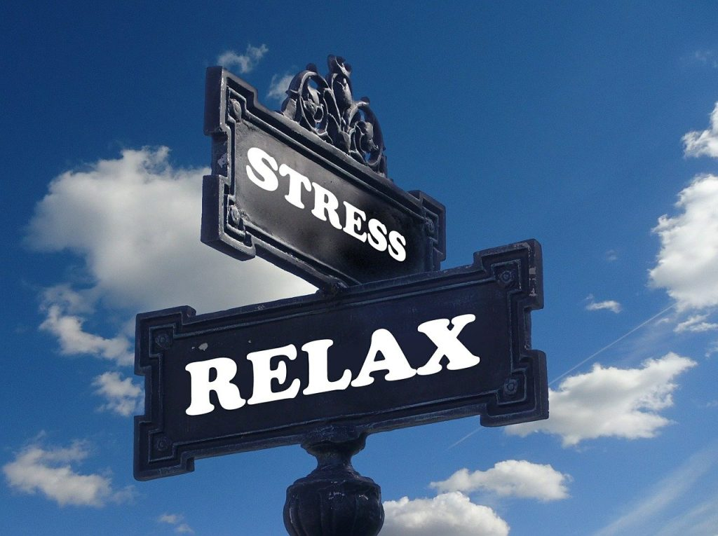 Image showing a signboard with Stress and Relax in a different direction