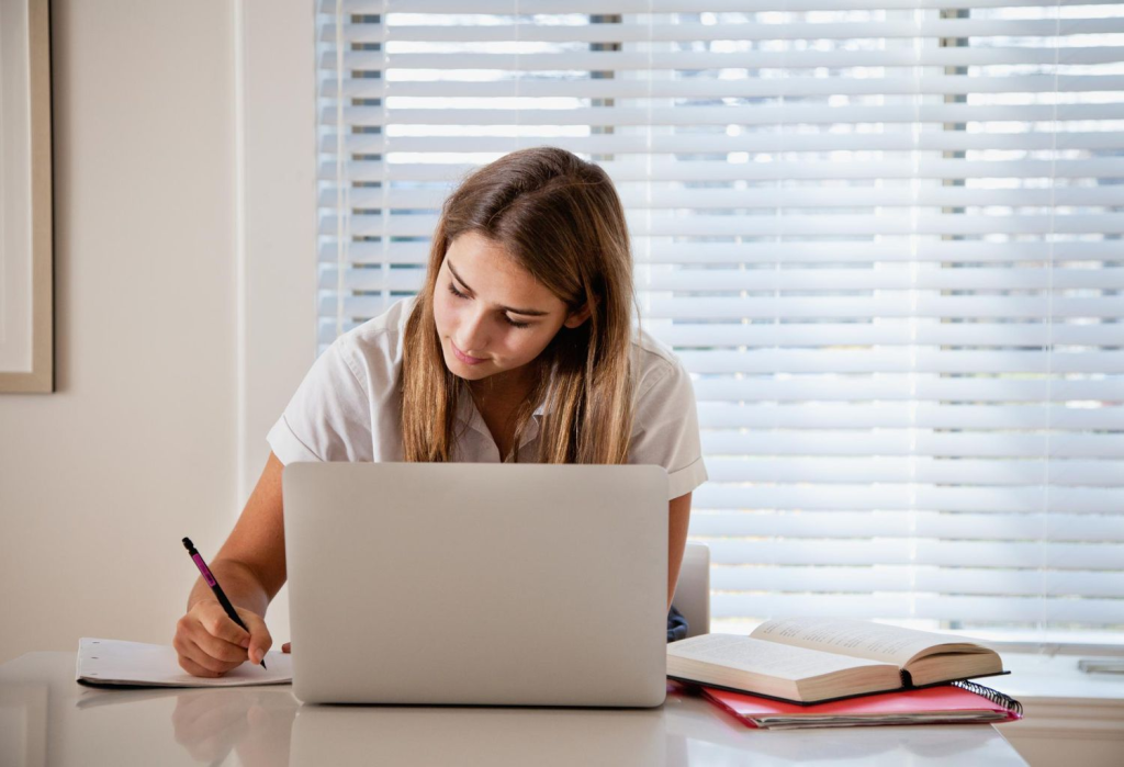 A student practicing for a test