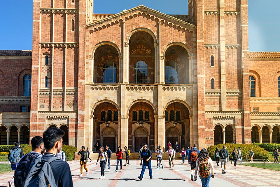 An university campus with students