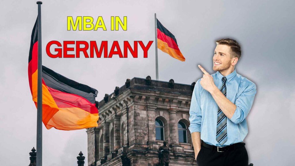 A man indicating "MBA in Germany"