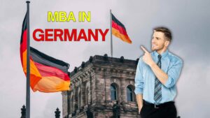 A man indicating "MBA in Germany"